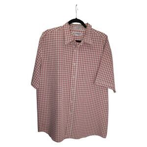 Vintage Anchor Blue XL Short Sleeve Button Up Shirt Red Gingham Check Plaid Y2K